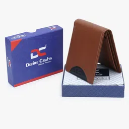 Dezire Crafts Men Tan Brown Textured Bi-Fold Leather Two Fold Wallet image 3