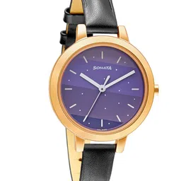 Sonata Women Purple Brass Dial & Black Leather Straps Analogue Watch 8141WL06-picture-31