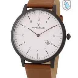Daniel Klein Men White Dial & Brown Leather Straps Analogue Watch image 1