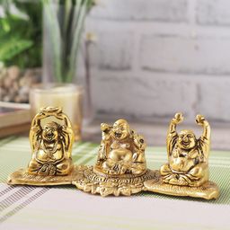 CraftVatika Gold-Toned Laughing Buddha Statue Showpiece-picture-2