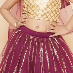 BAESD Girls Embellished Sequinned Ready to Wear Lehenga & Blouse With Dupatta image 3