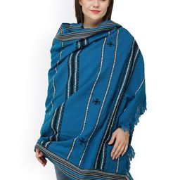 Exotic India Striped Embroidered Woollen  Nagaland Shawl-picture-10
