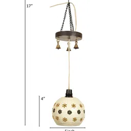 AAKRITI ART CREATIONS White Textured Dome Shaped Hanging Pendant Lamp image 2