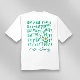 MuscleBlaze Natty But Tasty Avocado Oversized Solid T-Shirt, Large White-picture-25