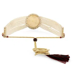 Zaveri Pearls Gold-Plated Stones Studded & Beaded Necklace With Earrings & Finger Ring image 4