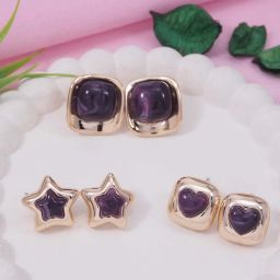 I Jewels Designer Wine and Gold Contemporary Studs Earrings-picture-49