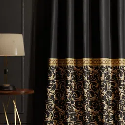 Stoa Paris Versailles Black & Gold-Toned Floral Printed Window Curtain image 4