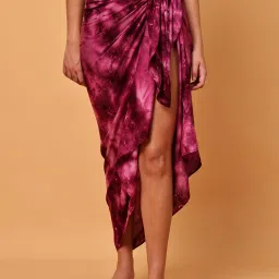Blissence Wine Tie And Dye Printed Long Sarong-picture-25