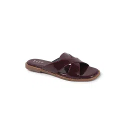 ELLE Wine Women's Glossy Cross-Strap Slip-On Flats image 3