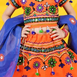 ahhaaaa Girls Embroidered Mirror Work Ready to Wear Lehenga & Blouse With Dupatta image 2