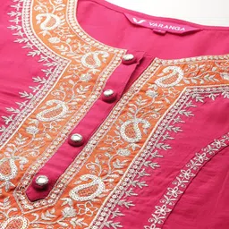 Varanga Ethnic Motifs Embroidered Zari Panelled Kurta With Palazzos & Dupatta image 2