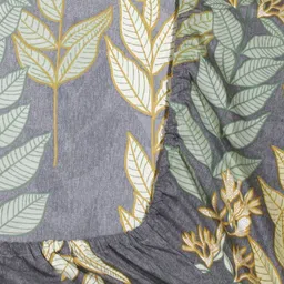 Arrabi Grey & Green Floral 300 TC Super King Size Fitted Bedsheet With 2 Pillow Covers image 4