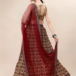 SAPTRANGI Floral Printed Ready to Wear Lehenga & Blouse With Dupatta image 3