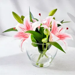 Home Centre Pink Lily Artificial Flower With Pot image 4