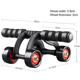 zaxx 4 Wheel AB four Wheel Roller - Abdominal fitness trainer and Stomach exercise machine - Workout System - with Knee Protection Pad - Abdomen Muscle Training image 4