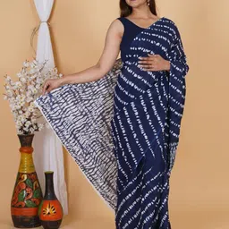 JAIPURI BLOCK PRINT Leheriya Pure Cotton Bandhani Saree image 2