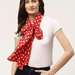 DressBerry Women Red & White Polka Dots Printed Scarf image 1