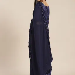 RAJGRANTH Navy Blue Poly Georgette Saree image 2