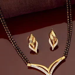Estele Gold Plated CZ Studded Mangalsutra Set image 2