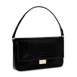 KLEIO Women Croco Textured Baguette Bag with Dual Handles image 3