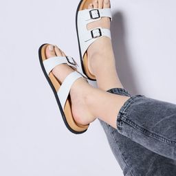 20Dresses White Buckled Open Toe Flats-picture-21