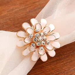 SOHI Gold-Plated Cream Coloured & White Stone Studded Adjustable Finger Ring-picture-11