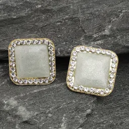 SOHI Blue & Gold-Toned Contemporary Studs Earrings-image-37