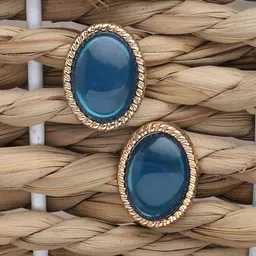SOHI Women Blue & Gold-Toned Alloy  Contemporary Studs Earrings-picture-29