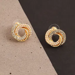 SOHI White Gold Plated Contemporary Studs Earrings-picture-16