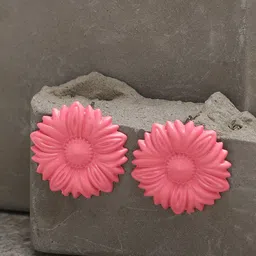 SOHI Pink & Gold Plated Floral Studs Earrings-picture-39