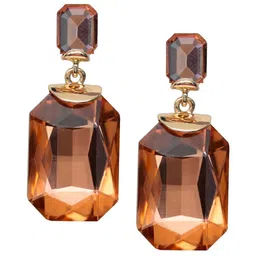 Crunchy Fashion Gold-Plated Stone-Studded Geometric Drop Earrings-picture-11