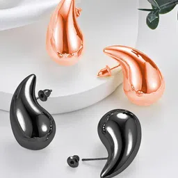 Krelin Set Of 2 Stainless Steel Enameled Teardrop Shaped Drop Earrings-picture-30