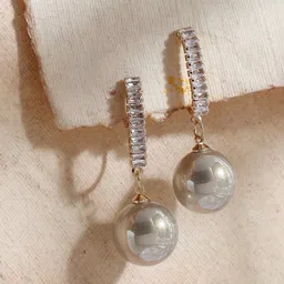 SOHI Pink & Gold Plated Contemporary Drop Earrings-picture-35