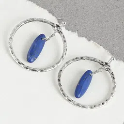 SOHI Blue & Silver-Plated Contemporary Drop Earrings-picture-18