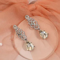SOHI Silver-Plated Contemporary Drop Earrings-image-12