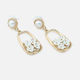 SOHI Gold-Plated & White Contemporary Pearls Drop Earrings image 3