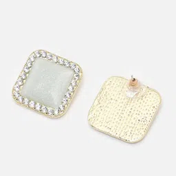 SOHI Blue & Gold-Toned Contemporary Studs Earrings image 2