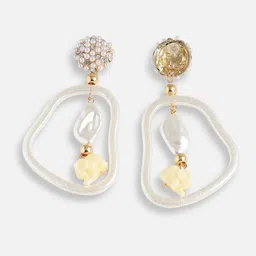 SOHI Gold Plated Contemporary Drop Earrings image 2