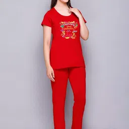 ELPIDA Typography Printed Round Neck T-Shirt & Pyjama image 4
