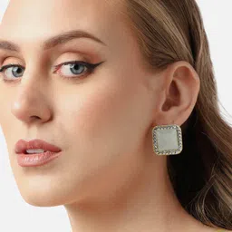 SOHI Blue & Gold-Toned Contemporary Studs Earrings image 4