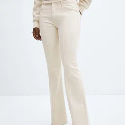 MANGO Women Stretchable Decorative Seam Flared Jeans-picture-18