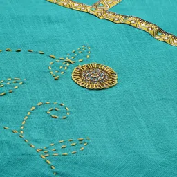 YASH GALLERY Women Plus Size Blue Ethnic Motifs Embroidered A-Line Angrakha Kurta image 2