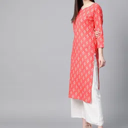 KALINI Geometric Printed Sweetheart Neck Cotton Straight Kurta image 3