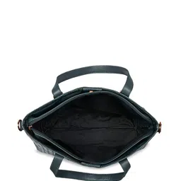 Toteteca Green Textured PU Oversized Shopper Handheld Bag with Cut Work image 5