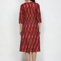 Cot'N Soft Maroon & Orange Ethnic Motifs Midi Ethnic Dress image 5