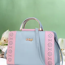 LIKE STYLE Colourblocked PU Structured Handheld Bag with Cut Work-picture-20