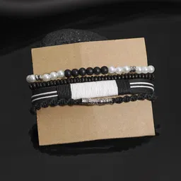 The Roadster Lifestyle Co. Men Set Of 2 Textured Leather Wrap Bracelet image 2