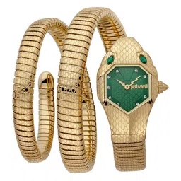 Just Cavalli Women Green Brass Dial & Gold Toned Cuff Straps Analogue Watch JC1L168M0045-image-8