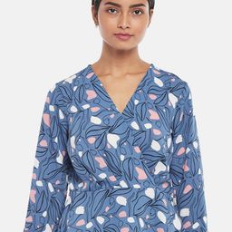 Annabelle by Pantaloons Blue Floral Print Wrap Top-picture-24