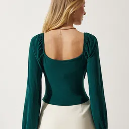 Happiness istanbul V-Neck Solid Wrap Top image 5